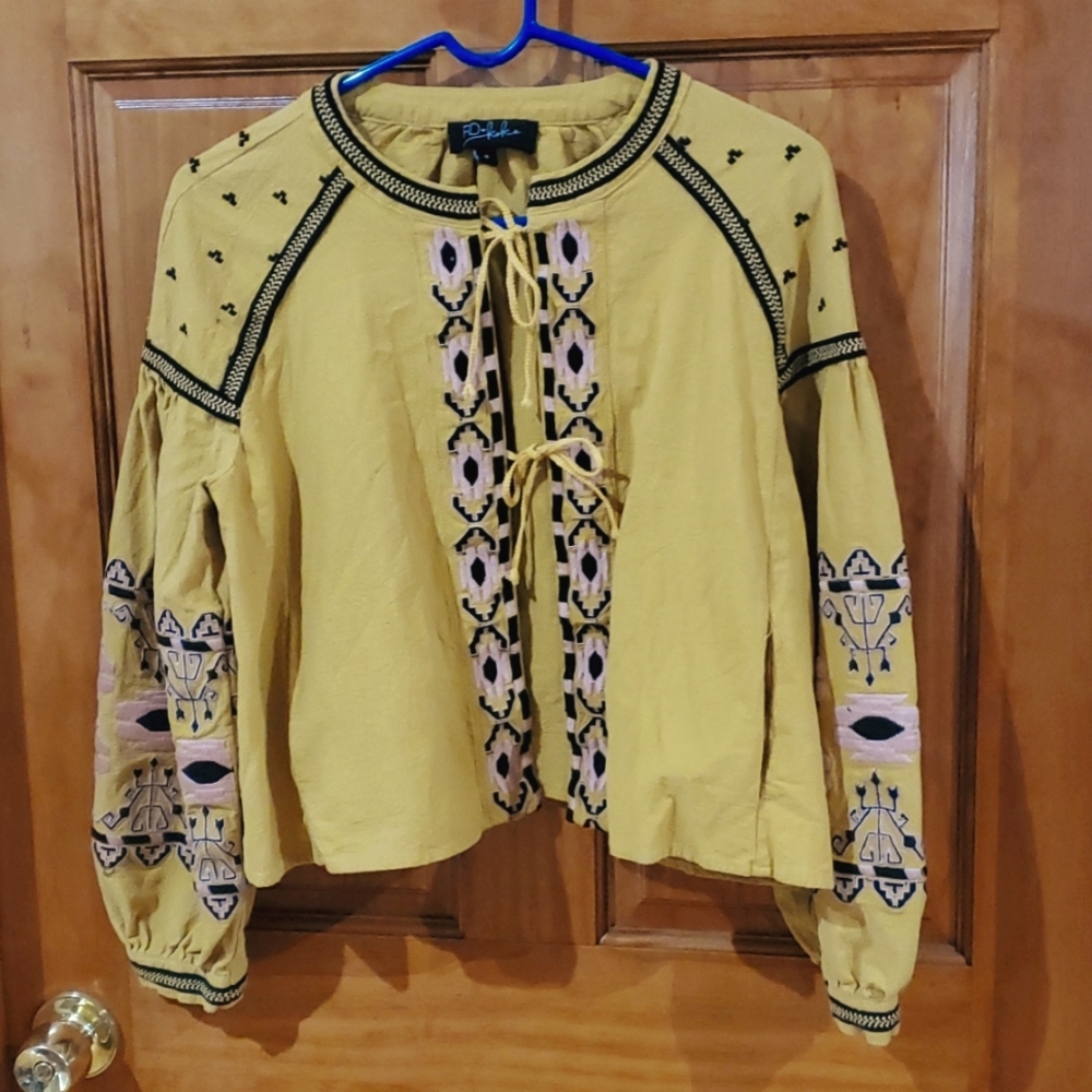Long Sleeve Cotton Jacket by RD & Kokio  Yellow